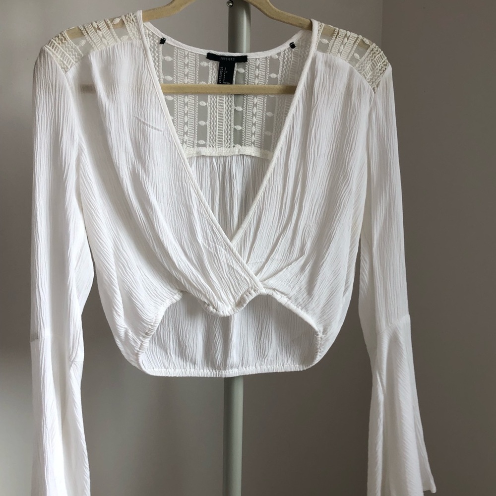 Forever 21- boho long sleeve crop top, Size Small